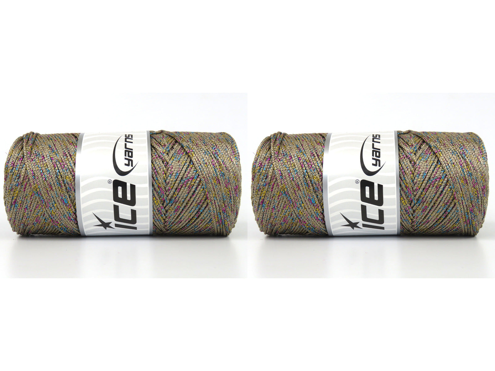 Lot of 2 x 200gr Skeins Ice Yarns MACRAME GLITZ Hand Knitting Yarn Beige