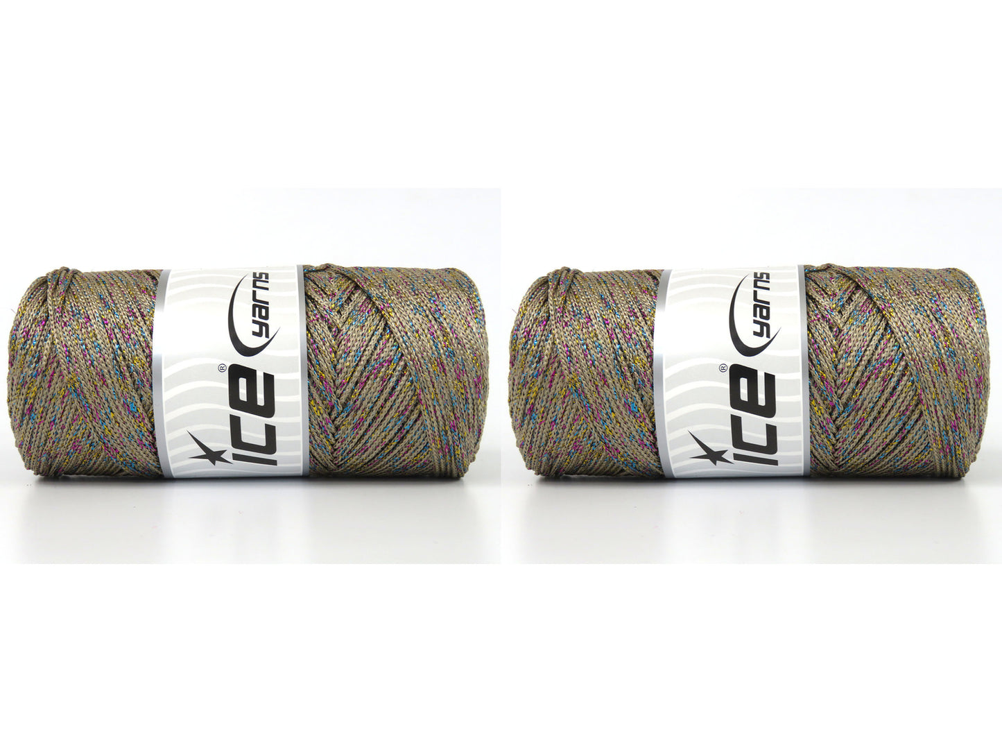 Lot of 2 x 200gr Skeins Ice Yarns MACRAME GLITZ Hand Knitting Yarn Beige