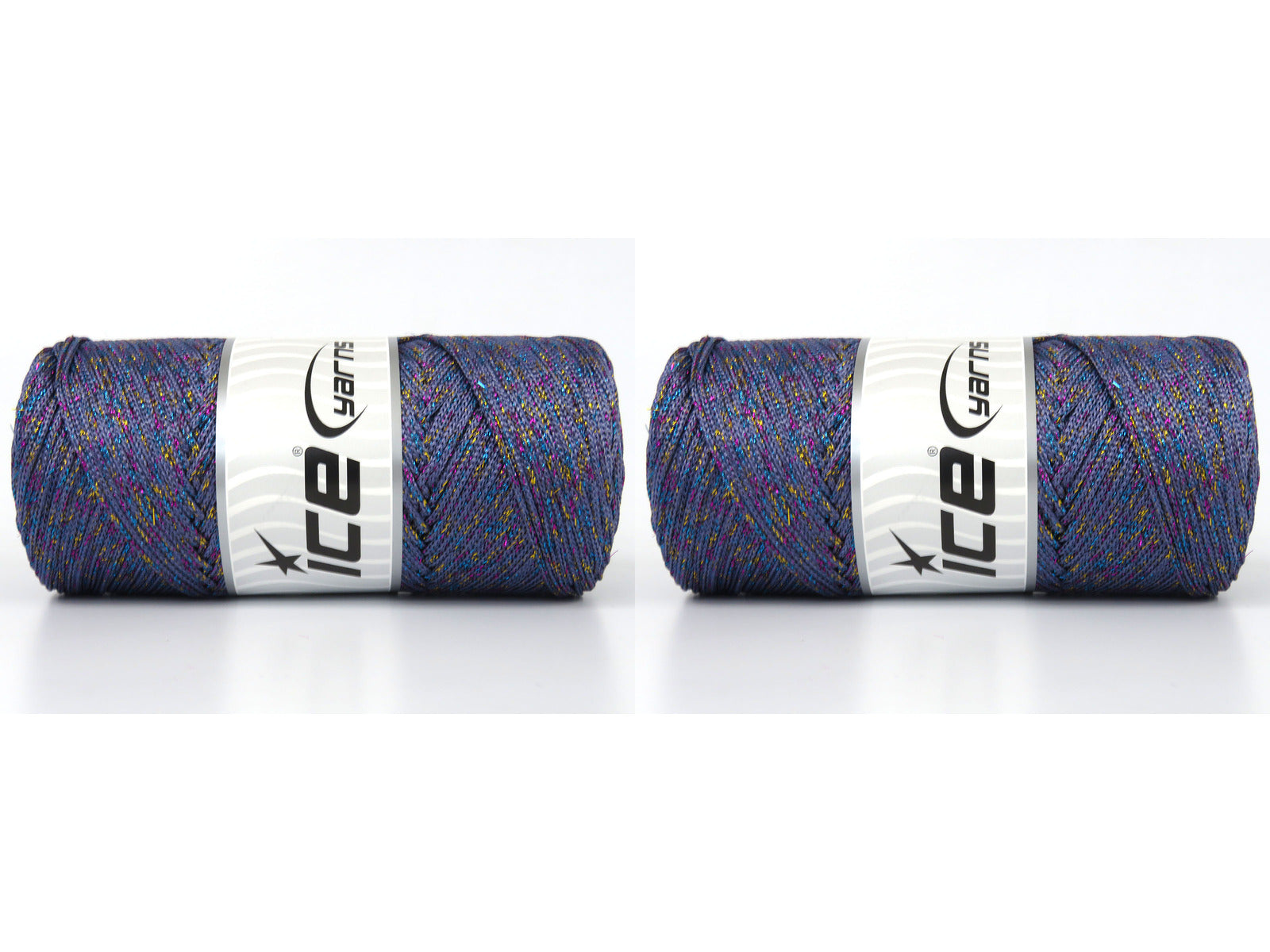 Lot of 2 x 200gr Skeins Ice Yarns MACRAME GLITZ Hand Knitting Yarn Light Lilac