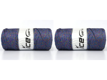 Lot of 2 x 200gr Skeins Ice Yarns MACRAME GLITZ Hand Knitting Yarn Light Lilac