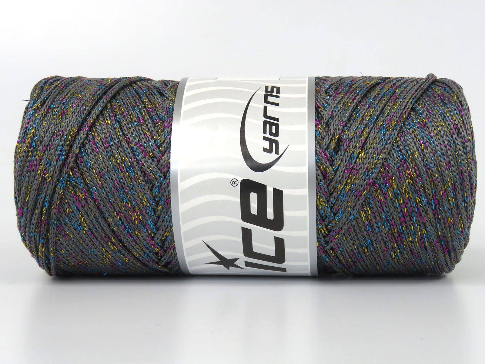Lot of 2 x 200gr Skeins Ice Yarns MACRAME GLITZ Hand Knitting Yarn Light Grey