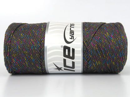 Lot of 2 x 200gr Skeins Ice Yarns MACRAME GLITZ Hand Knitting Yarn Grey