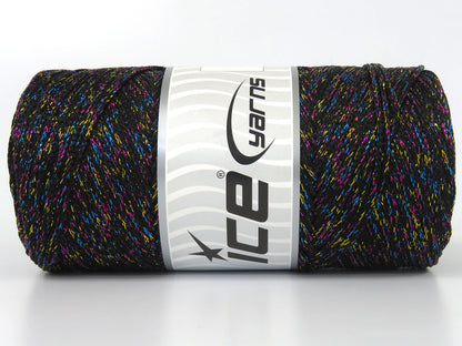 Lot of 2 x 200gr Skeins Ice Yarns MACRAME GLITZ Hand Knitting Yarn Black