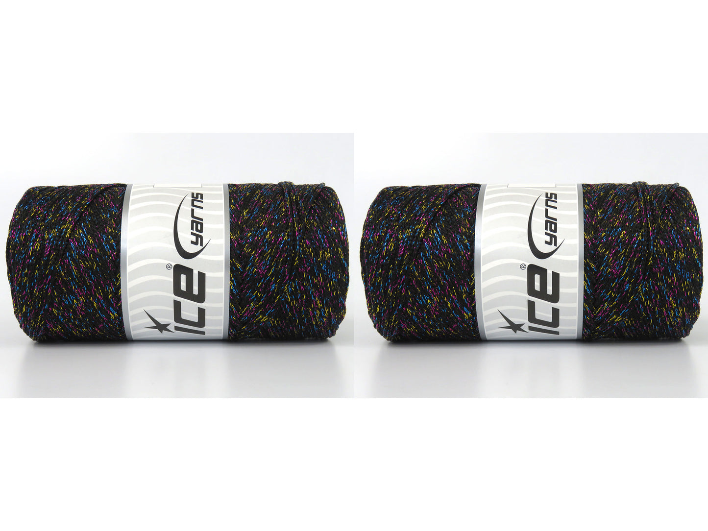 Lot of 2 x 200gr Skeins Ice Yarns MACRAME GLITZ Hand Knitting Yarn Black