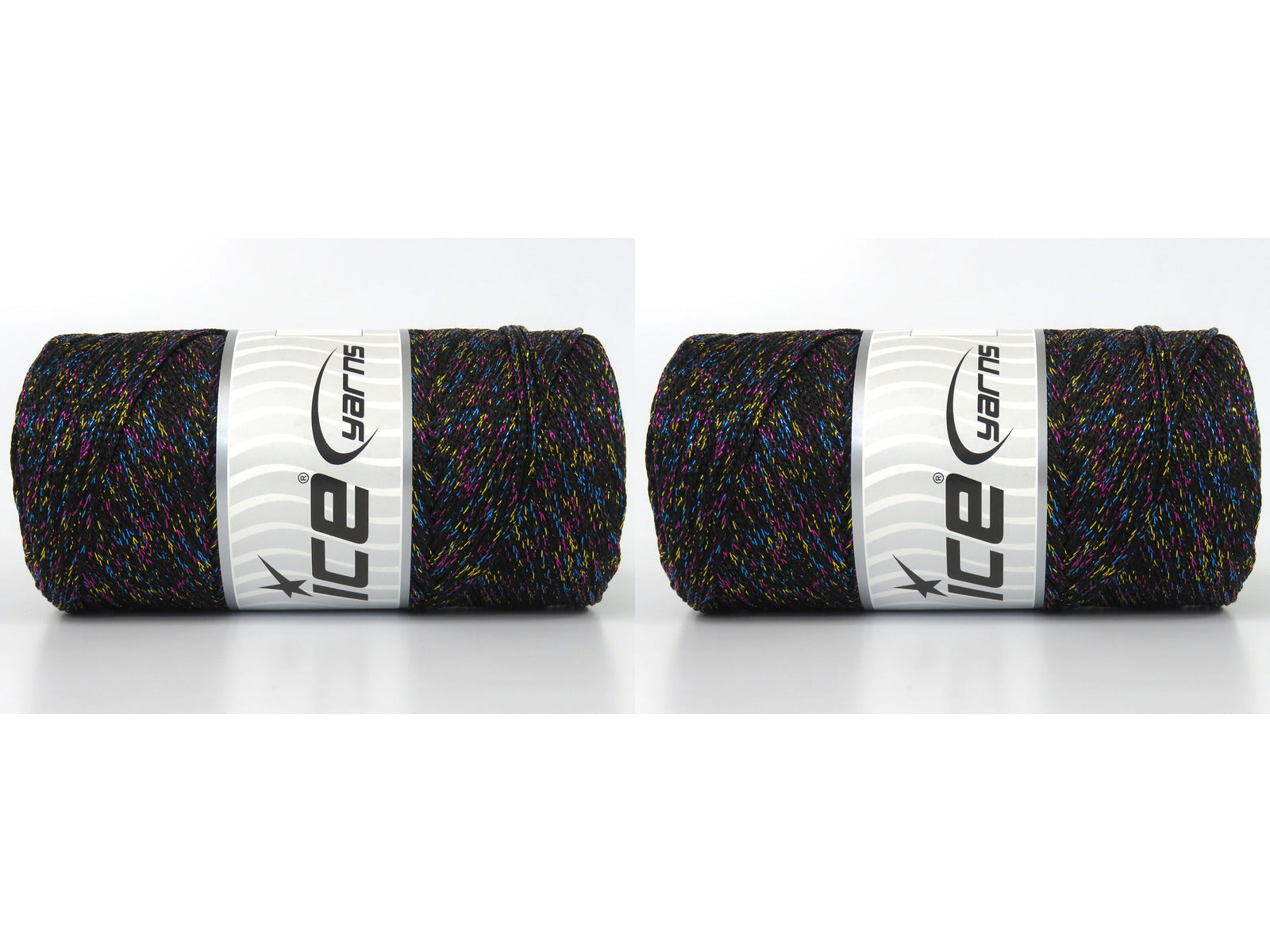 Lot of 2 x 200gr Skeins Ice Yarns MACRAME GLITZ Hand Knitting Yarn Black