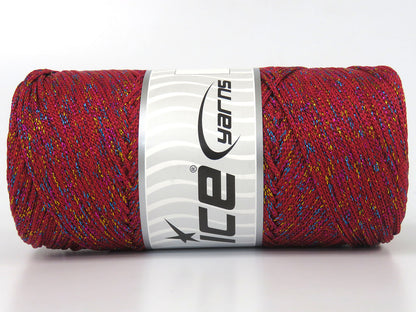 Lot of 2 x 200gr Skeins Ice Yarns MACRAME GLITZ Hand Knitting Yarn Red