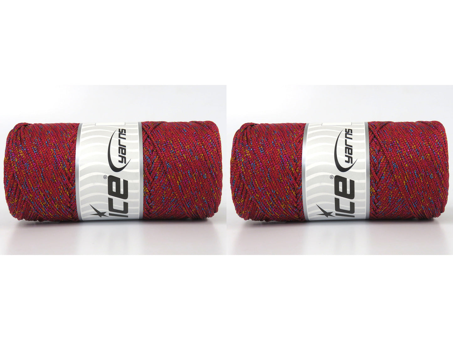 Lot of 2 x 200gr Skeins Ice Yarns MACRAME GLITZ Hand Knitting Yarn Red