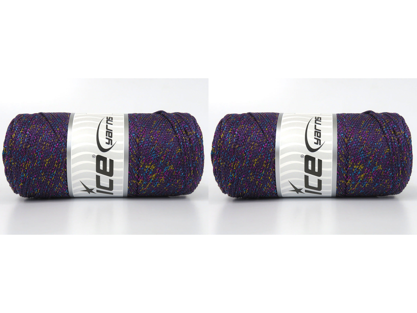 Lot of 2 x 200gr Skeins Ice Yarns MACRAME GLITZ Hand Knitting Yarn Purple