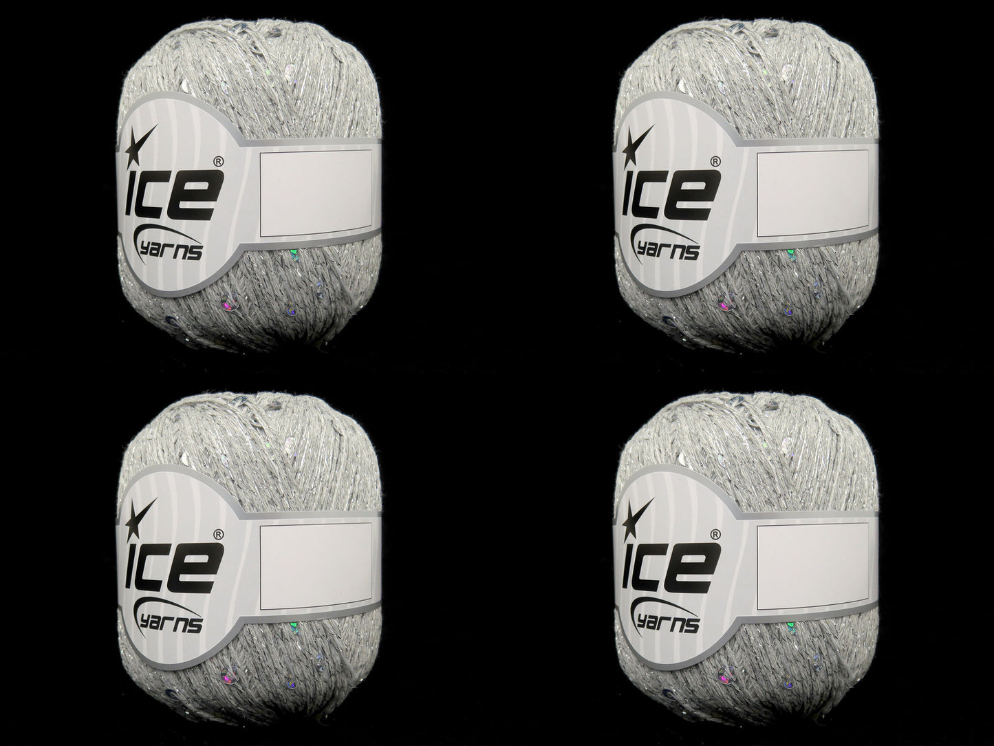 Lot of 4 Skeins Ice Yarns PAILLETTES (73% Cotton) Hand Knitting Yarn Light Grey