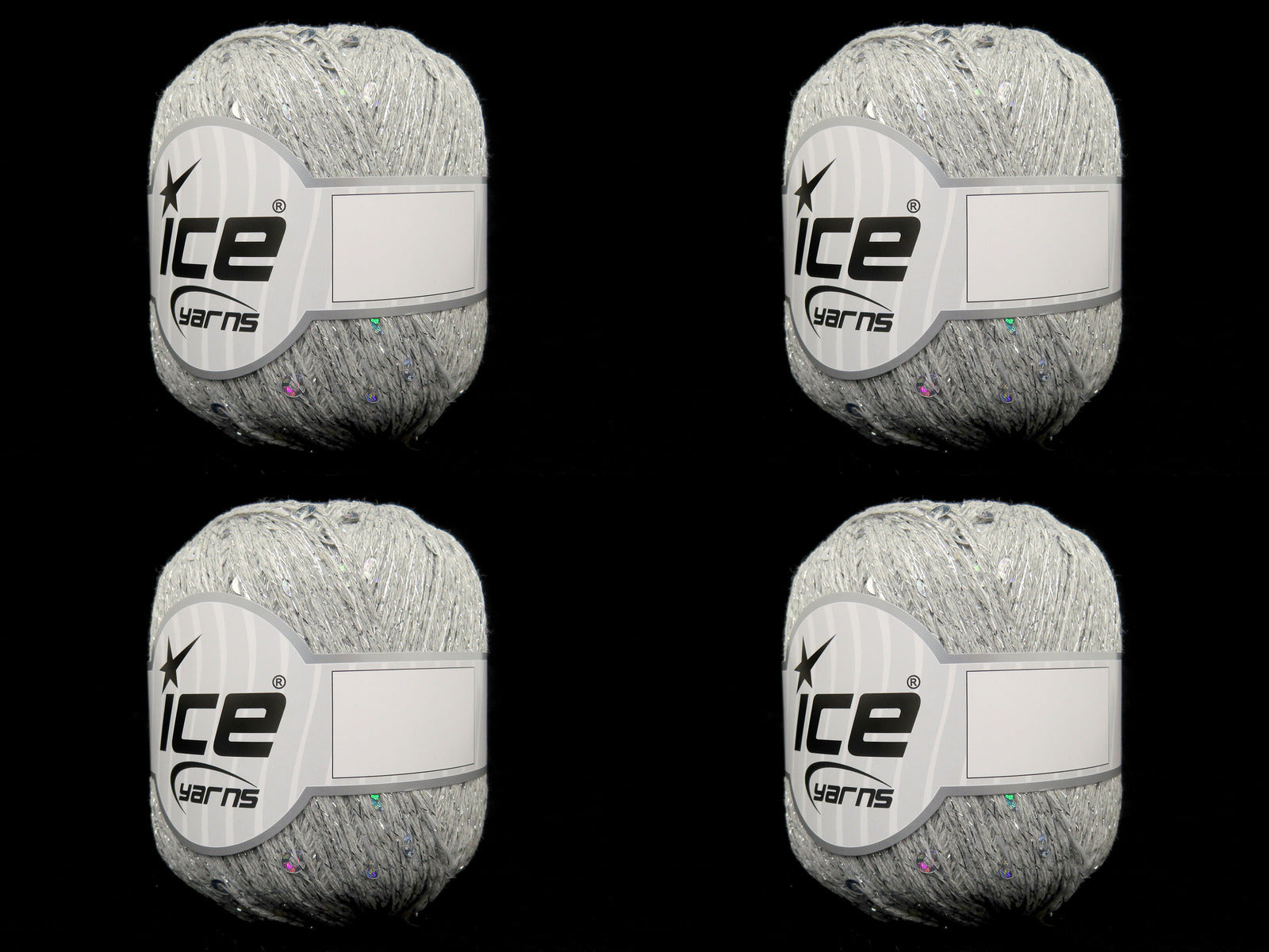 Lot of 4 Skeins Ice Yarns PAILLETTES (73% Cotton) Hand Knitting Yarn Light Grey