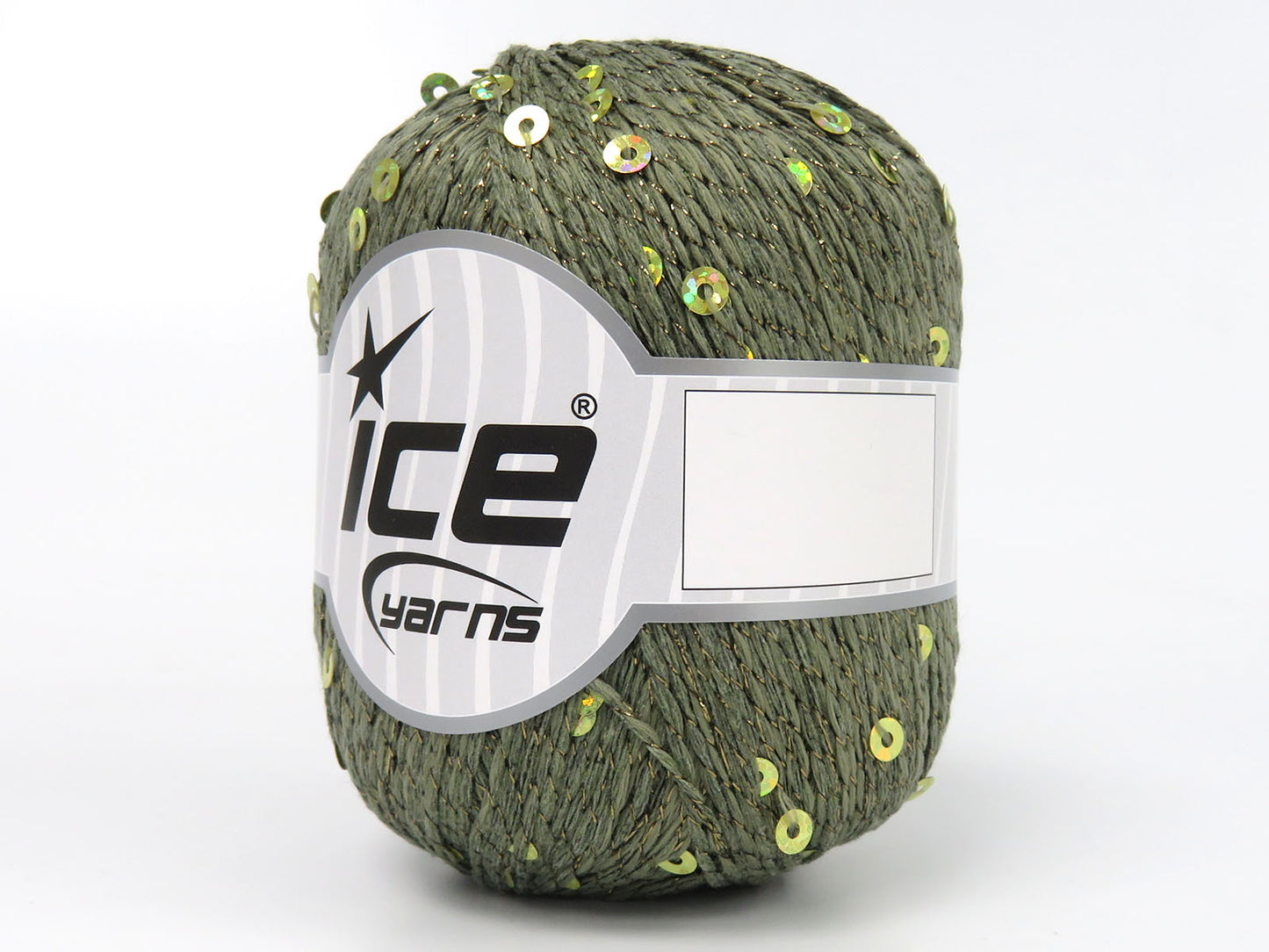 Lot of 4 Skeins Ice Yarns PAILLETTES (73% Cotton) Yarn Light Khaki