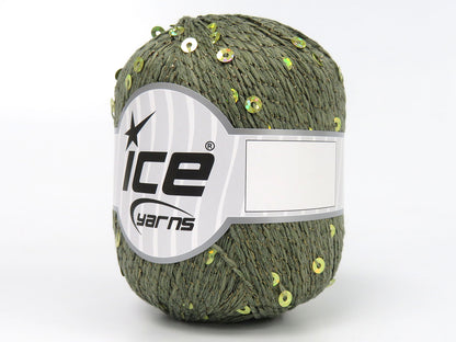 Ice Yarns Paillettes – Light Khaki – 73% Cotton, 18% Polyester, 9% Metallic Lurex