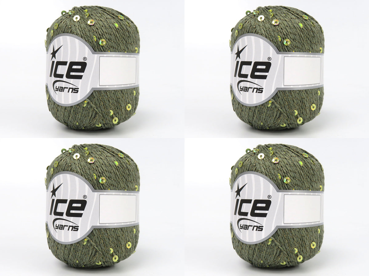 Ice Yarns Paillettes – Light Khaki – 73% Cotton, 18% Polyester, 9% Metallic Lurex