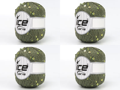 Ice Yarns Paillettes – Light Khaki – 73% Cotton, 18% Polyester, 9% Metallic Lurex