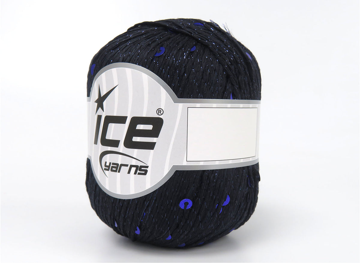 Lot of 4 Skeins Ice Yarns PAILLETTES (73% Cotton) Hand Knitting Yarn Dark Navy