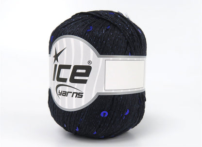 Lot of 4 Skeins Ice Yarns PAILLETTES (73% Cotton) Hand Knitting Yarn Dark Navy