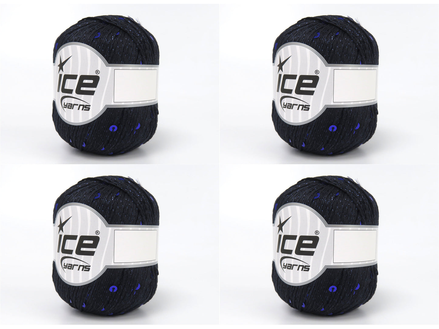 Lot of 4 Skeins Ice Yarns PAILLETTES (73% Cotton) Hand Knitting Yarn Dark Navy