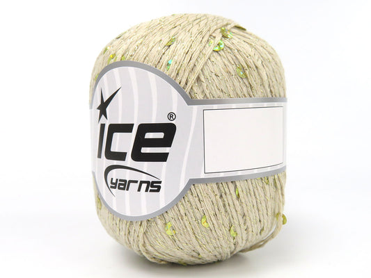 Lot of 4 Skeins Ice Yarns PAILLETTES (73% Cotton) Hand Knitting Yarn Cream