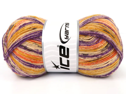 Sock Print Orange, Gold, Cream, Purple, Dark Grey fnt2-85363