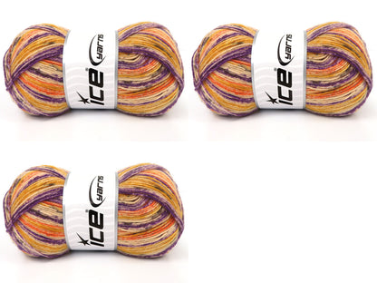 Sock Print Orange, Gold, Cream, Purple, Dark Grey fnt2-85363