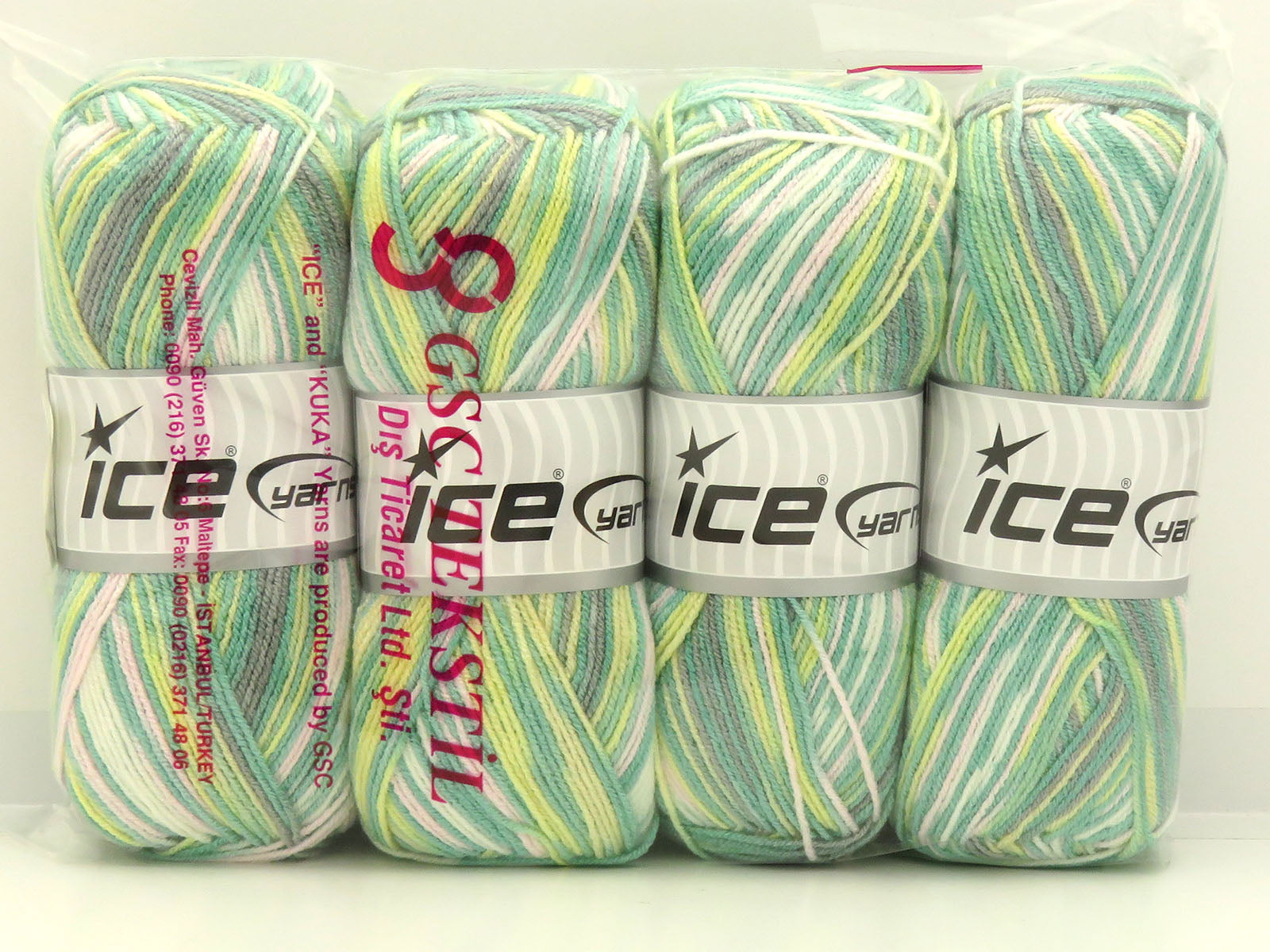 Baby Pastel Green Shades, Yellow, Light Pink, Grey, White fnt2-85443