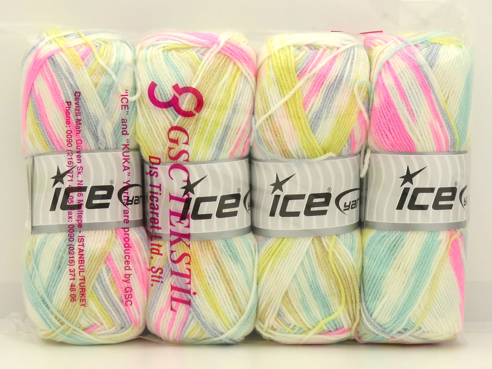 Baby Pastel Pink, Yellow, White, Light Grey, Dark Cream, Green fnt2-85445