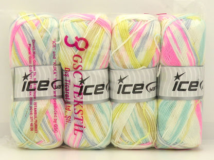 Baby Pastel Pink, Yellow, White, Light Grey, Dark Cream, Green fnt2-85445