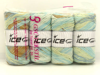 Ice Yarns Ice Cream – Krem Tonları, Turkuaz Tonları, Kahverengi Tonları – %55 Pamuk, %45 Akrilik
