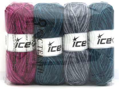 Mixed Lot Multicolor Self Striping Yarns fnt2-85500