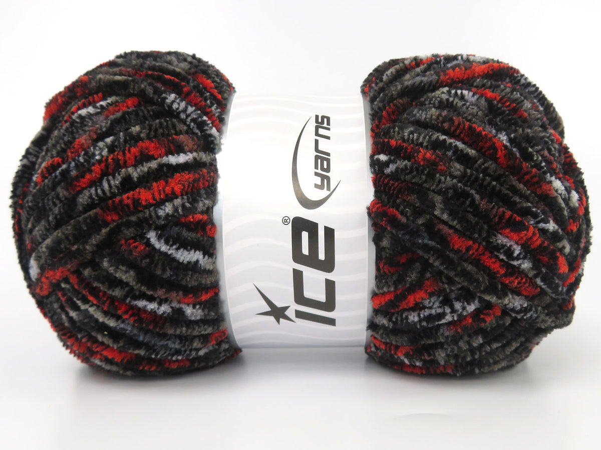 Chenille Safari Grey Shades, Black, Neon Orange fnt2-85619
