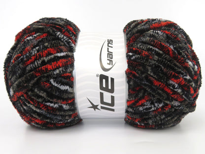 Chenille Safari Grey Shades, Black, Neon Orange fnt2-85619