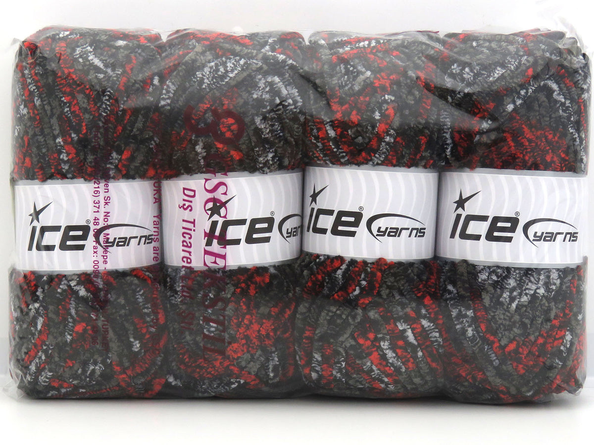 Chenille Safari Grey Shades, Black, Neon Orange fnt2-85619