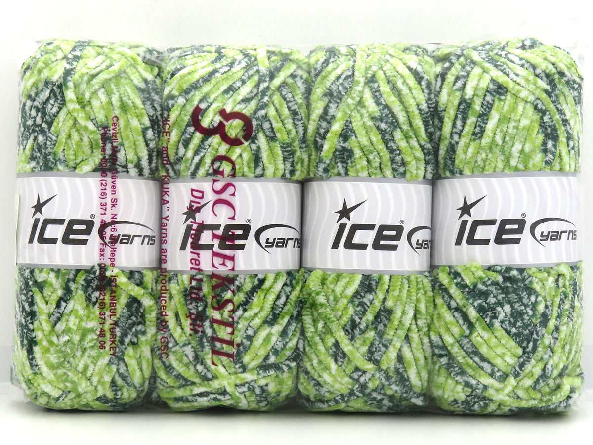 Chenille Safari Green Shades, White fnt2-85623