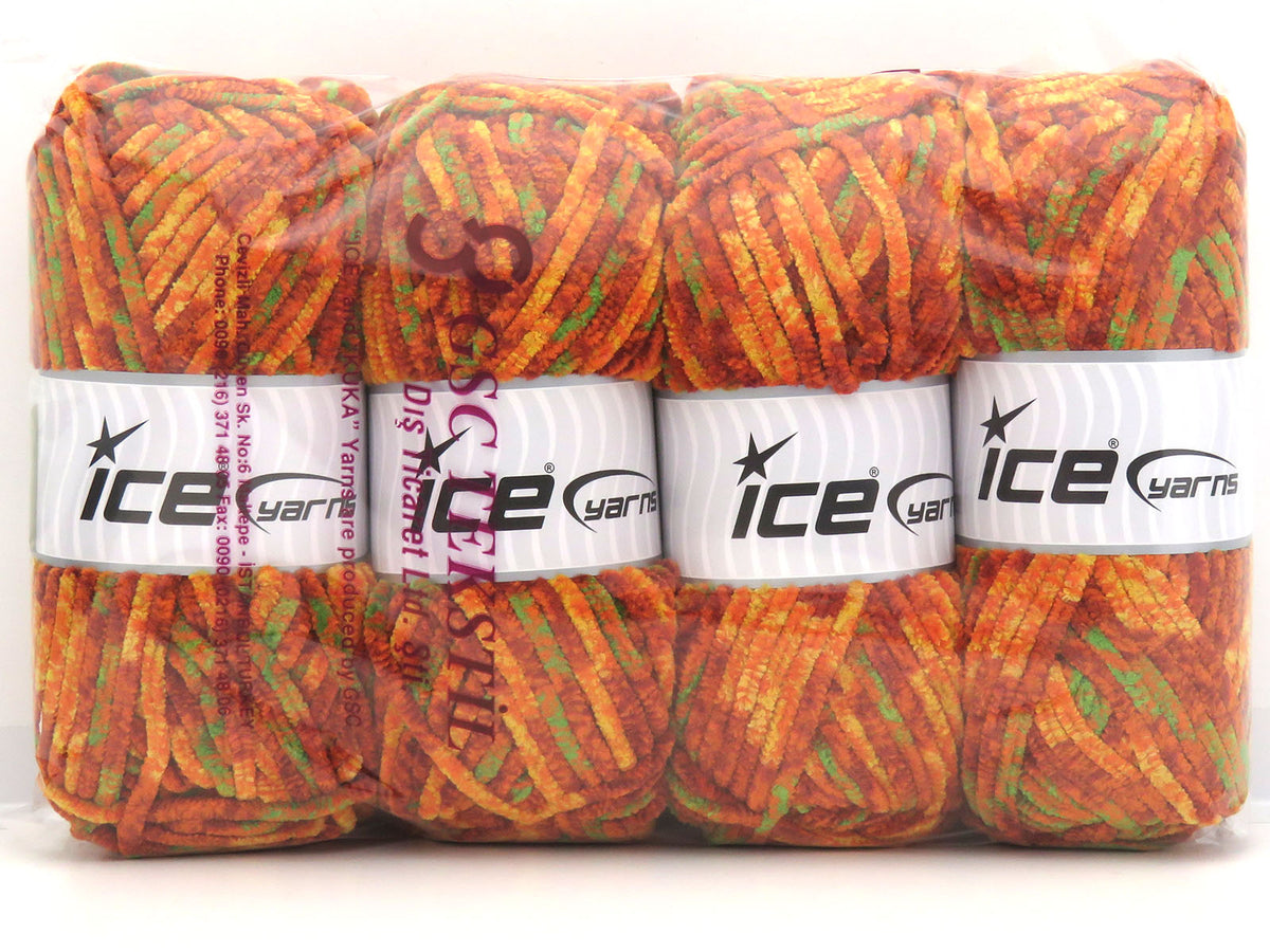 Chenille Safari Orange Shades, Yellow, Neon Green fnt2-85624