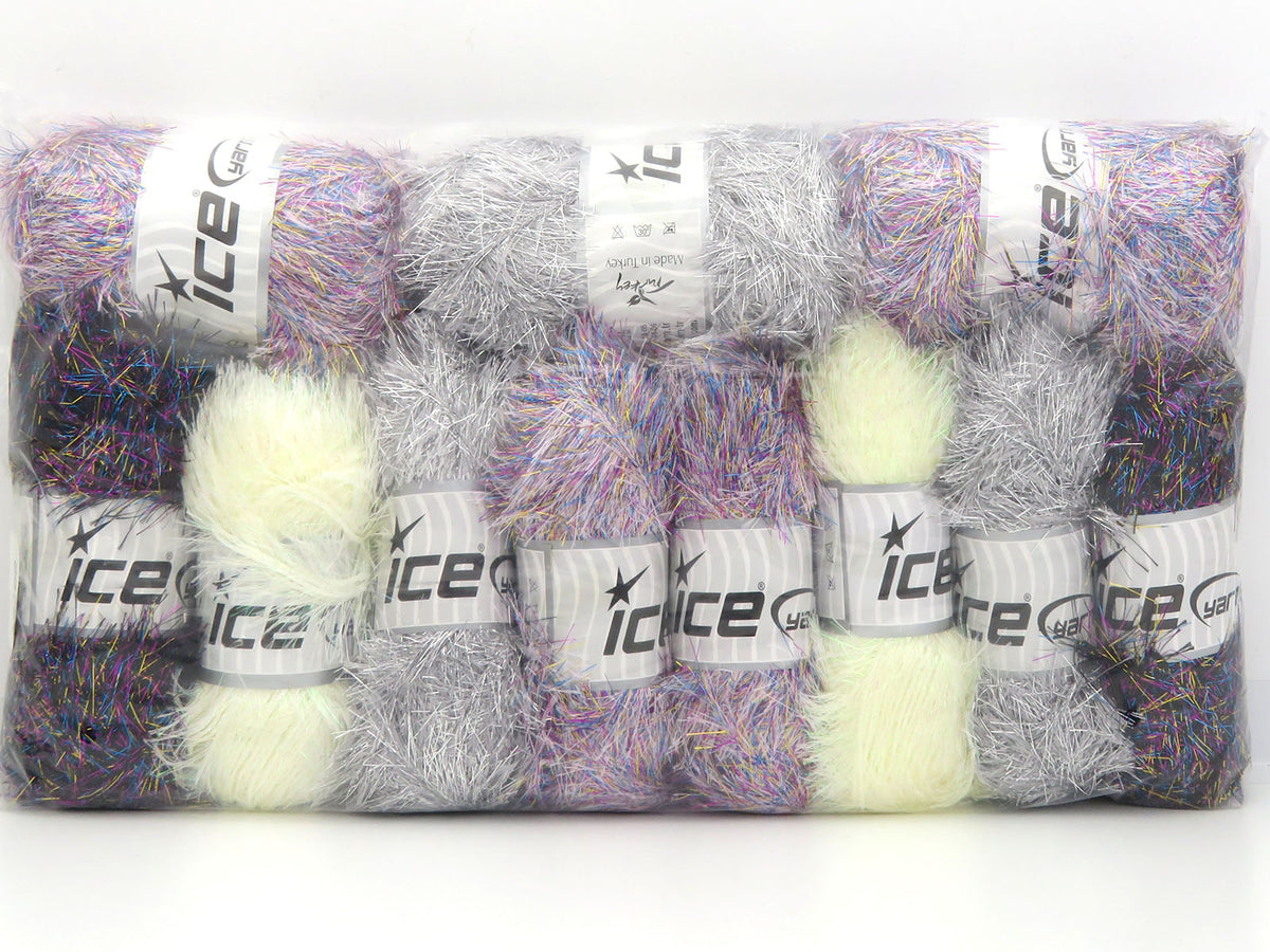 Mixed Lot Multicolor Metallic Eyelash Yarns fnt2-85798