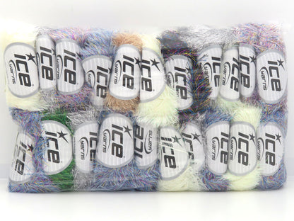 Mixed Lot Multicolor Metallic Eyelash Yarns fnt2-85799