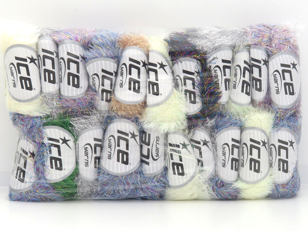 Mixed Lot Multicolor Metallic Eyelash Yarns fnt2-85799