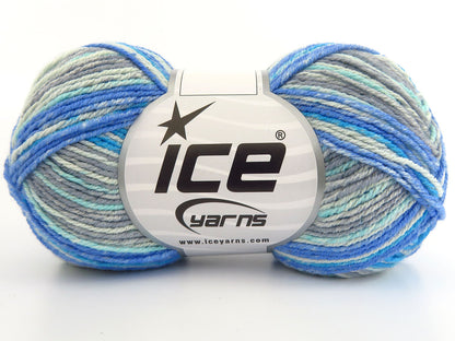 Ice Yarns Magic Cotton Sock – Green Shades, Blue Shades, Grey Shades – 38% Acrylic, 58% Cotton, 4% Polyester