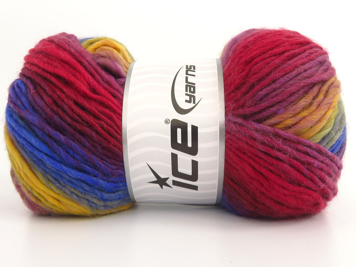 Ice Yarns Magic Harmony – Red, Lilac, Gold, Blue Shades, Yellow – 50% Wool, 50% Polyamide