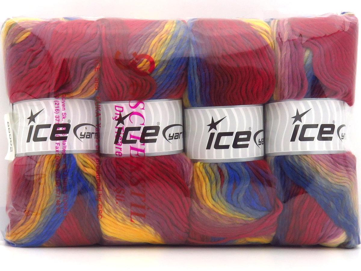 Ice Yarns Magic Harmony – Red, Lilac, Gold, Blue Shades, Yellow – 50% Wool, 50% Polyamide