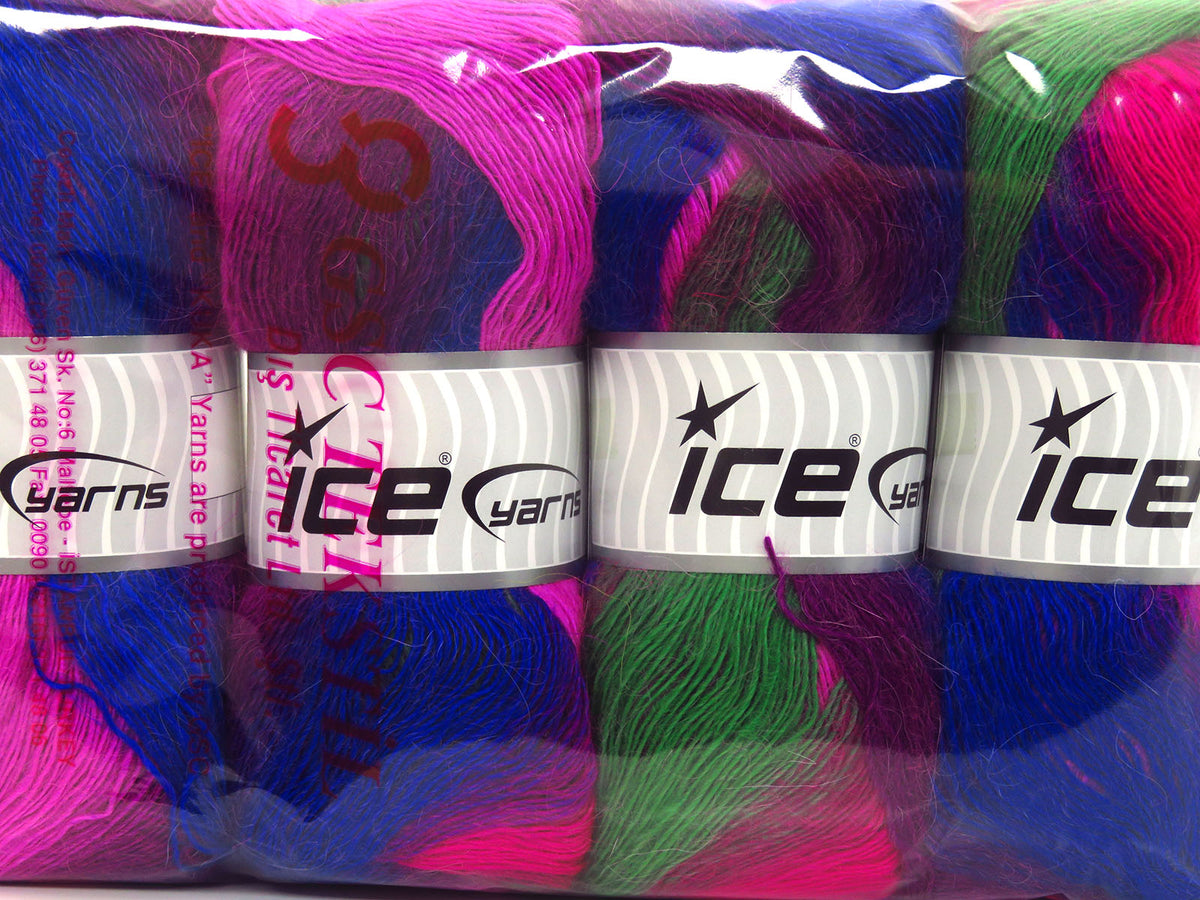 Magic Mohair Wool Green, Blue, Pink Shades fnt2-86020
