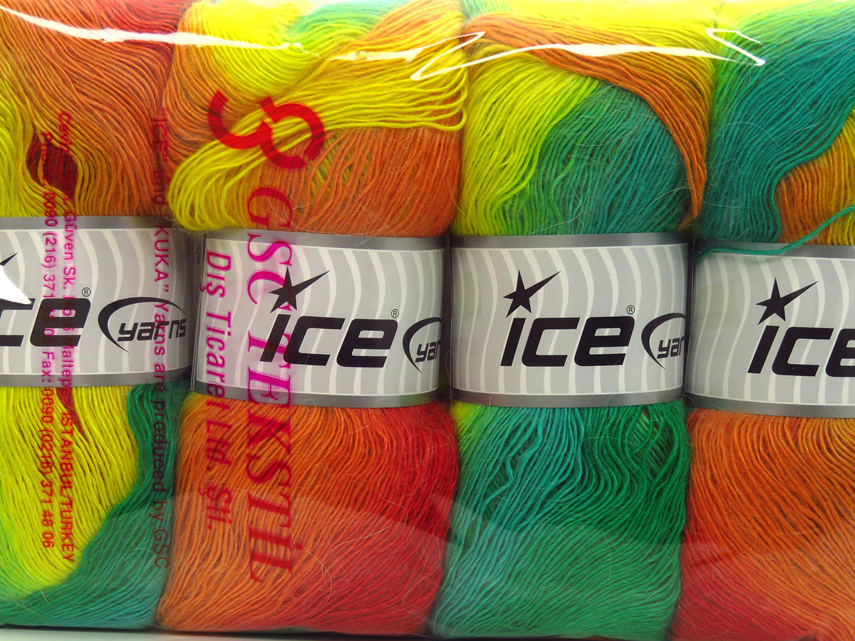 Magic Mohair Wool Green, Orange Shades, Yellow fnt2-86021