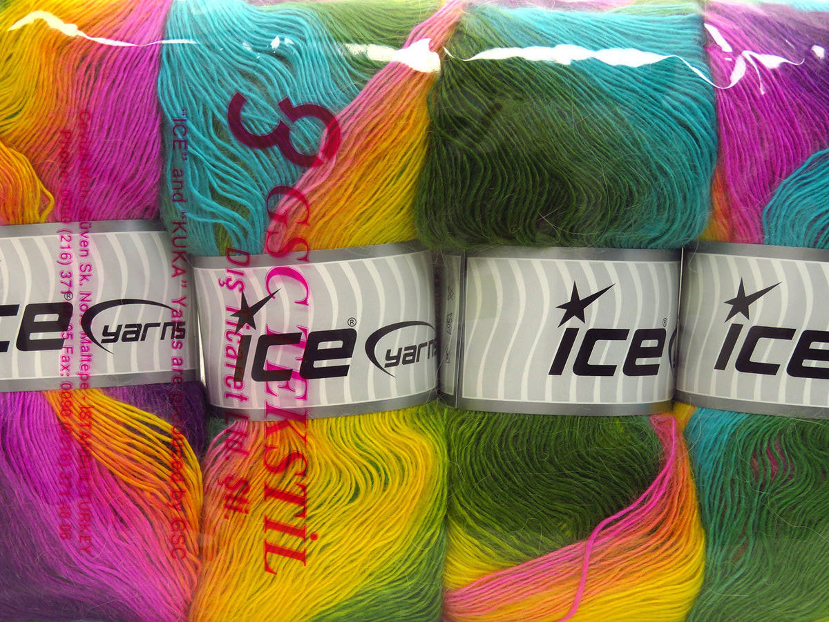 Magic Mohair Wool Pink, Purple, Green Shades, Yellow fnt2-86023